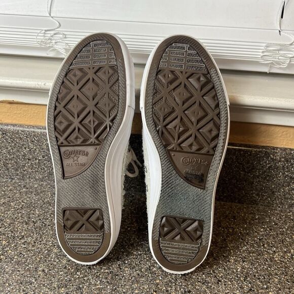 Converse All Star Slip On Light Gray Lace Canvas Shoes Womens Sz 9 Stretch Back - Picture 10 of 11